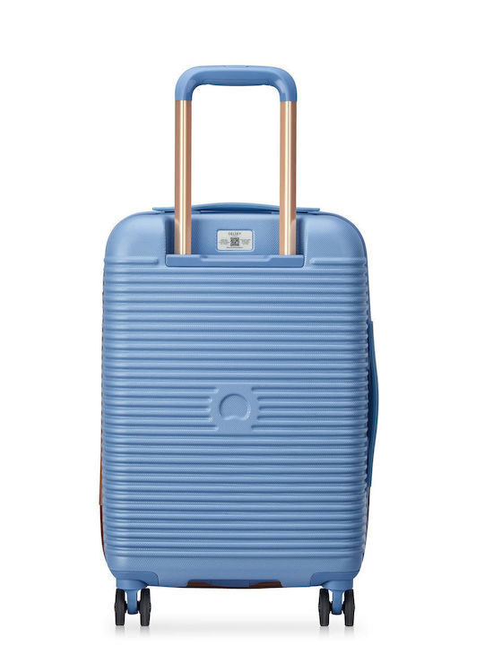 Delsey Sky Blue Hard Cabin Suitcase with 4 Wheels Height 55cm