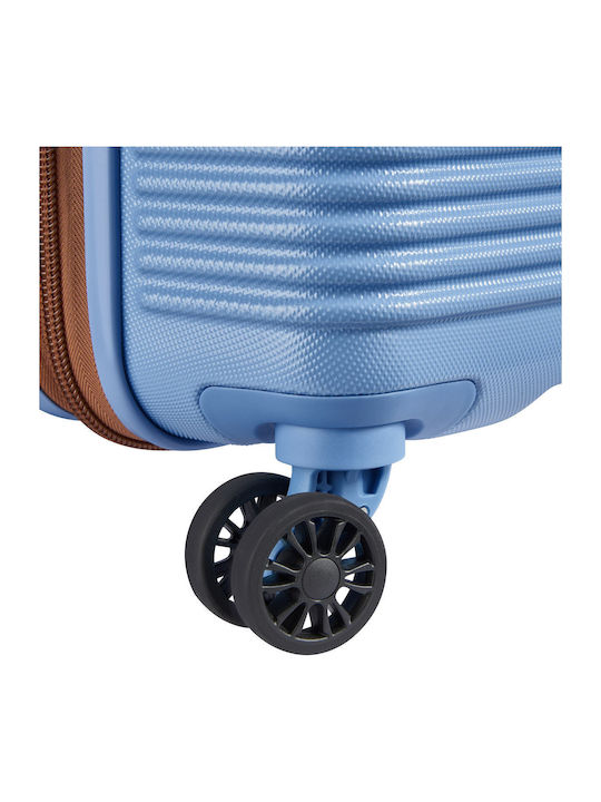 Delsey Sky Blue Hard Cabin Suitcase with 4 Wheels Height 55cm