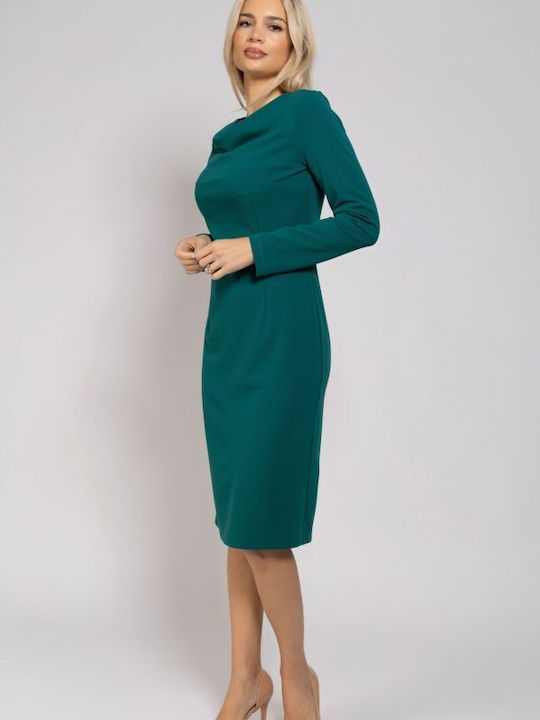 BelleFille Midi Dress Draped Emerald