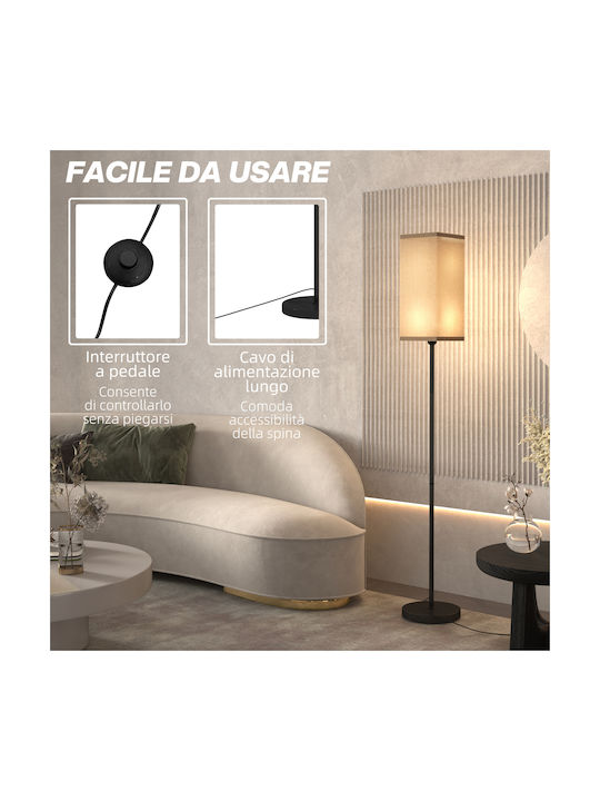 HomCom Floor Lamp H161.5xW25cm. with Socket for Bulb E27 Black