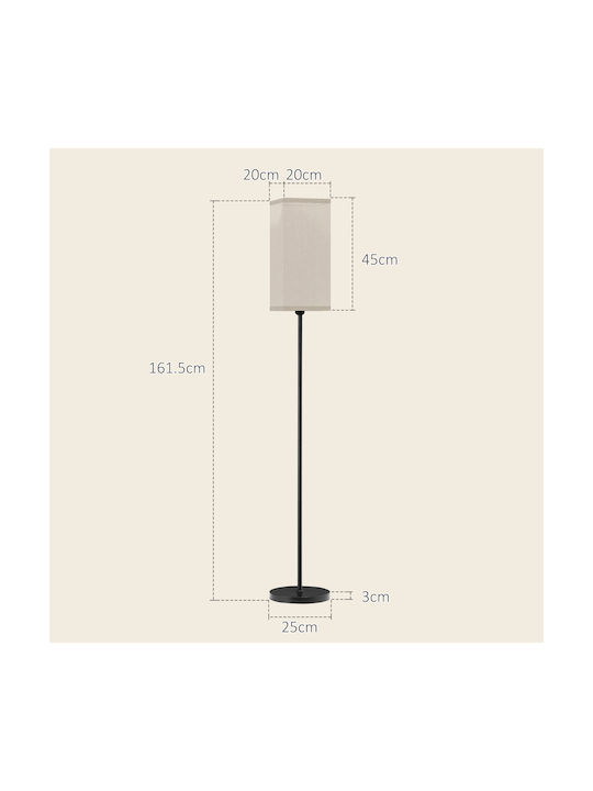HomCom Floor Lamp H161.5xW25cm. with Socket for Bulb E27 Black