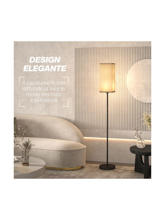 HomCom Floor Lamp H161.5xW25cm. with Socket for Bulb E27 Black