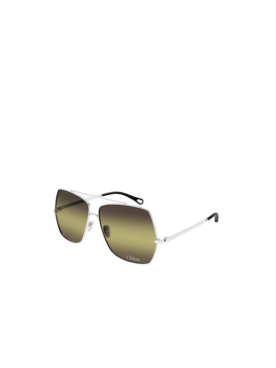 Chloe Men's Sunglasses with Silver Metal Frame and Yellow Gradient Mirror Lens CH0278S-004