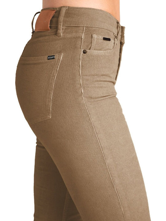 Beatrice Women's High-waisted Fabric Trousers Flared Cappuccino