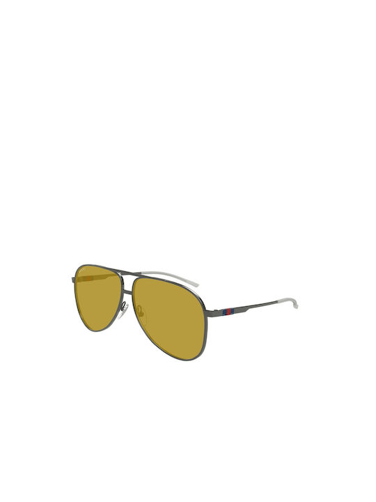 Gucci Men's Sunglasses with Gray Metal Frame and Yellow Lens GG1677S 003