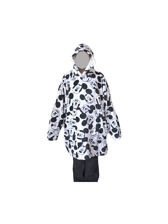 Disney Mickey Mouse Kids Blanket Hoodie Fleece Coral Sleeves Hood Aym072976 White