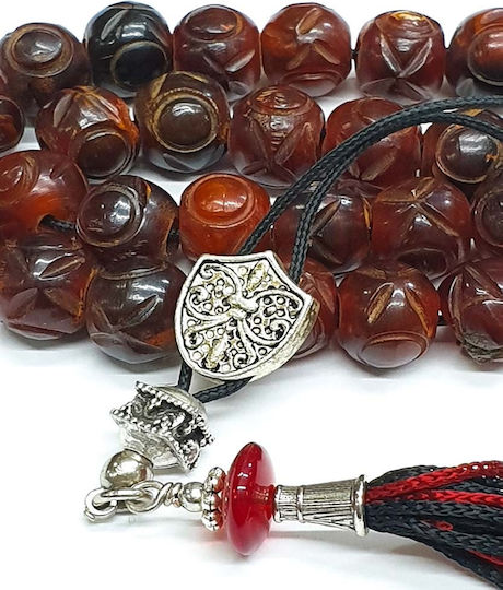 Roloi Komboloi Horn Worry Beads Burgundy 30cm