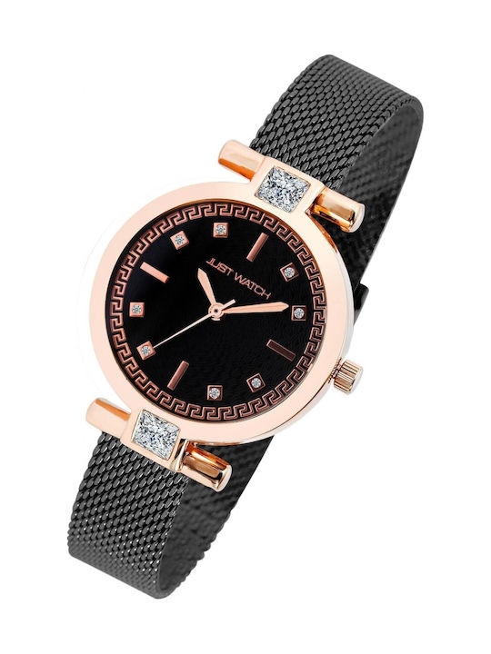 Just Watch Men's Watch Battery with Black Metal Bracelet