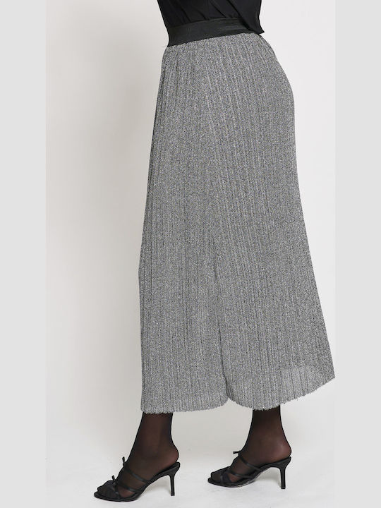 Pleated Maxi Skirt Silver