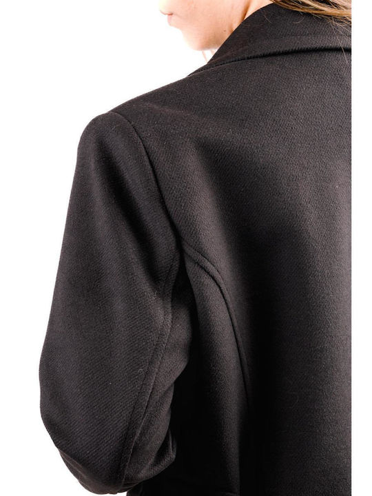 Damen black Kurzmantel mit Gürtel
