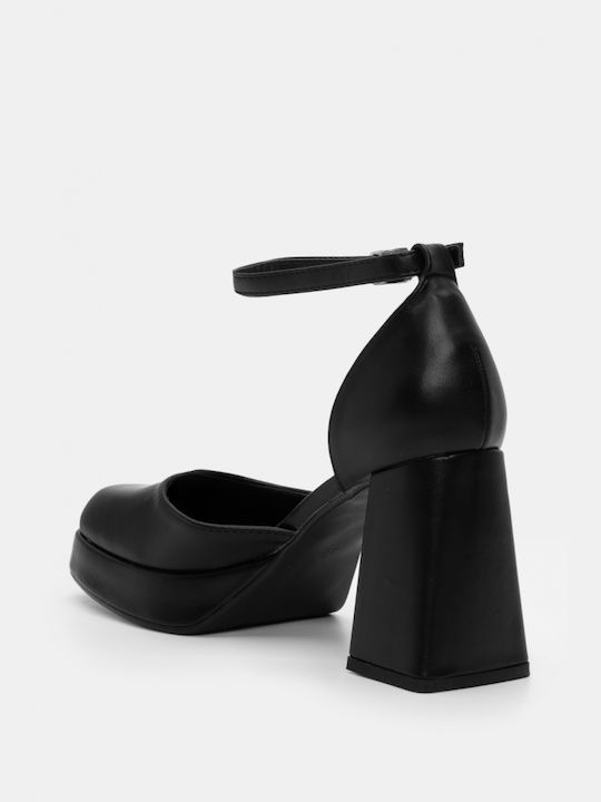 Luigi Black Heels with Strap