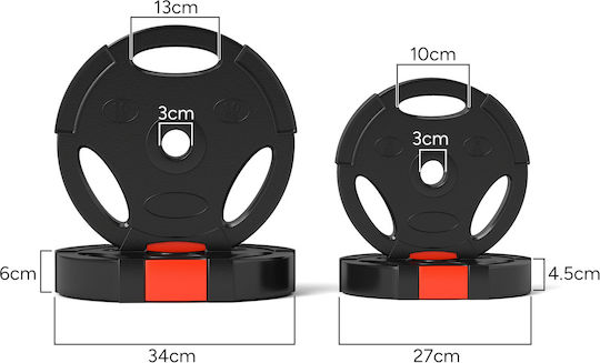 Sportnow Scheibenset Gummierte 2 x 5kg Φ25mm mit Griffen