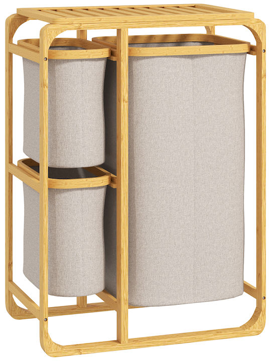 HomCom Καλάθι Απλύτων Bamboo με Καπάκι 50x32x69.7cm Μπεζ