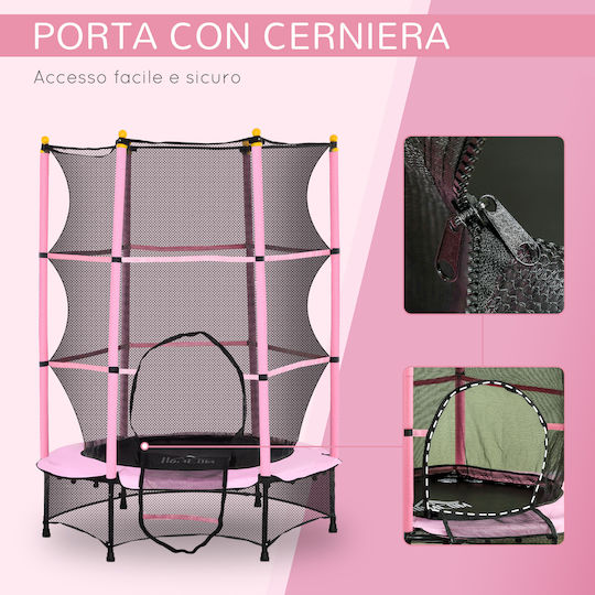 HomCom Outdoor Trampoline Diameter 140cm with Pink Safety Net