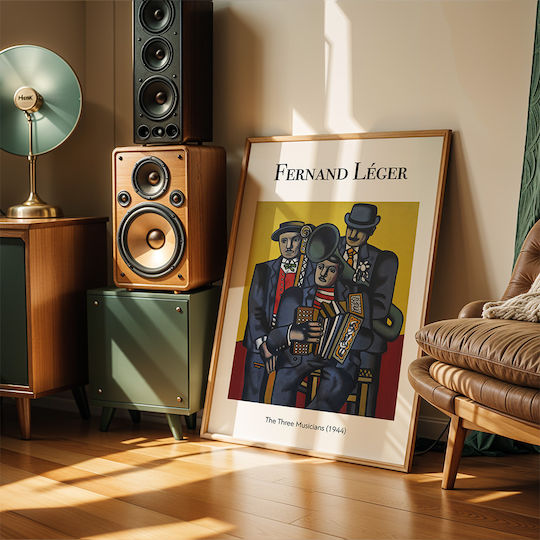 Poster Fernand Leger Drei Musiker Art131 60cm X 90cm Schwarzer Holzrahmen