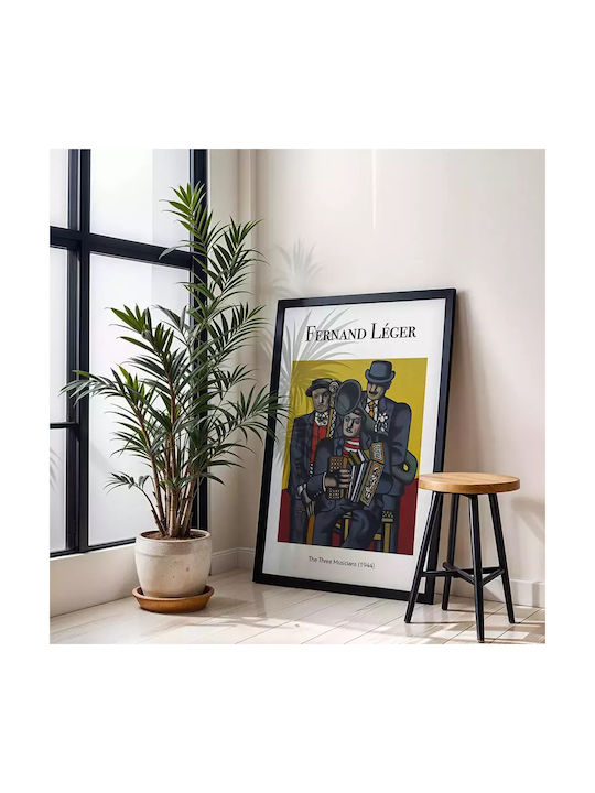 Poster Fernand Leger Trei Muzicieni Art131 60cm X 90cm Ramă din Lemn Negru
