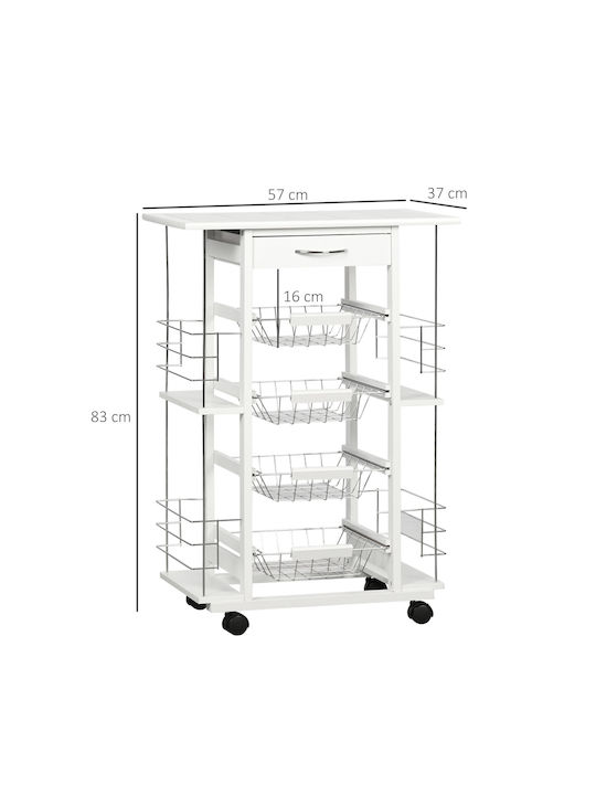 HomCom Rack de bucătărie Metalic Albă 57x37x83cm