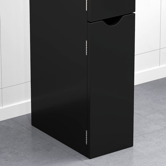 Kleankin Floor Bathroom Column Cabinet L15.2xD29.8xH118cm Black