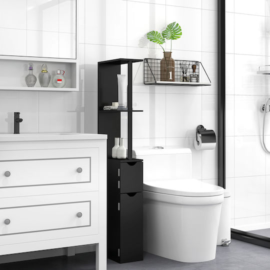 Kleankin Floor Bathroom Column Cabinet L15.2xD29.8xH118cm Black