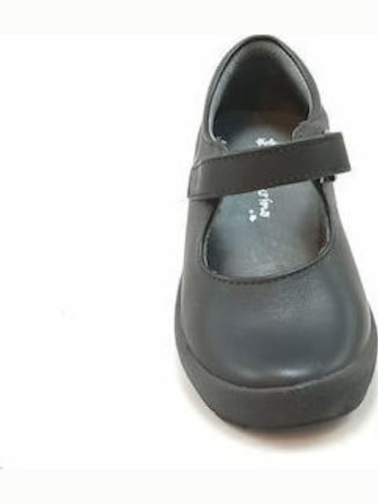 Παιδικές Μπαλαρίνες Ανατομικές με Σκρατς Δερμάτινες Μαύρες
