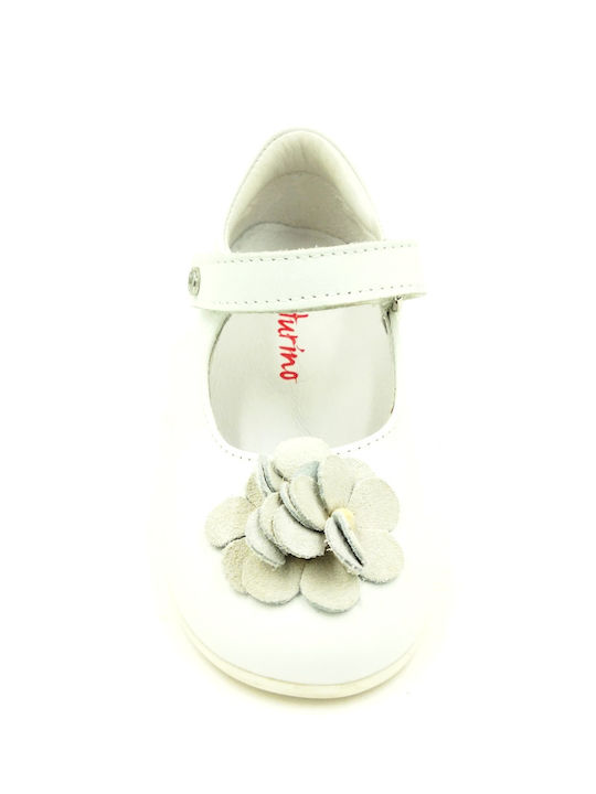 Kids Anatomic Leather Ballerinas with Hoop & Loop Closure White