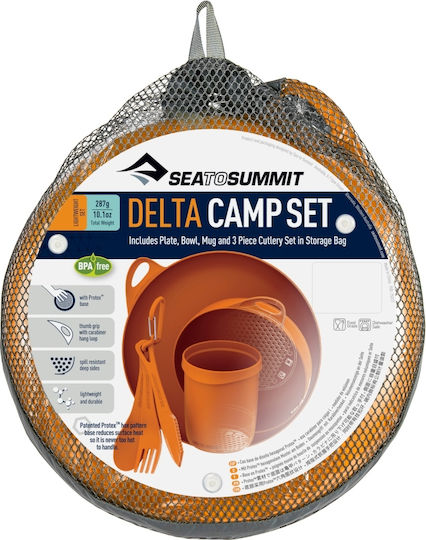 Delta Camp Set Schüssel Teller Becher Besteck Orange