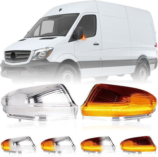 Τρεχούμενα Led Φλας Καθρέφτες Mercedes Sprinter Vw Crafter 2006-2021 Chrome 2τχμ