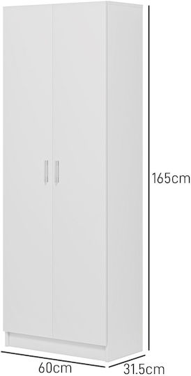 Bibliotecă Albă 60x31.5x165 cm