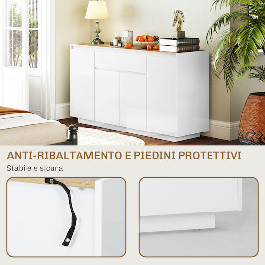 Homcom Moderner Küchenbuffet 3 Schubladenschränke Verstellbare Regale 140x40x75 cm Weiß 83b-196v80wt