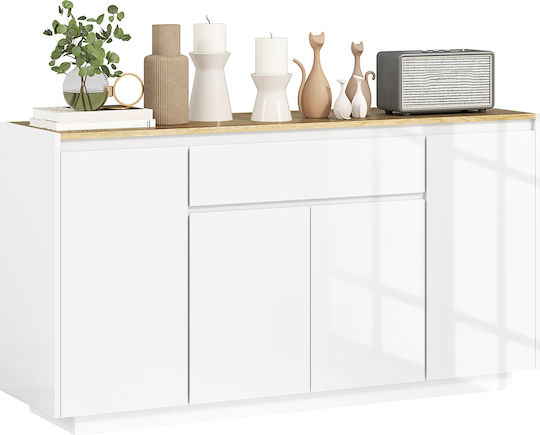 Homcom Moderner Küchenbuffet 3 Schubladenschränke Verstellbare Regale 140x40x75 cm Weiß 83b-196v80wt
