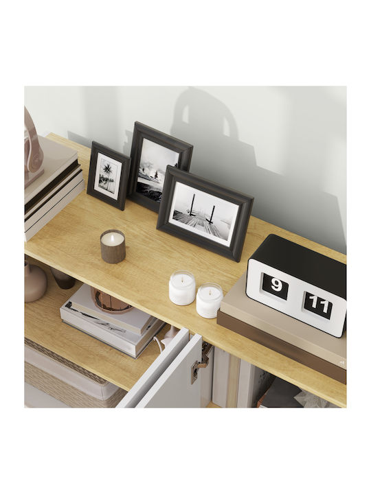 Homcom Modern Sideboard Cabinet 2 Doors Soft Close Adjustable Shelves 140x40x75cm White Glossy 83b-197v80wt
