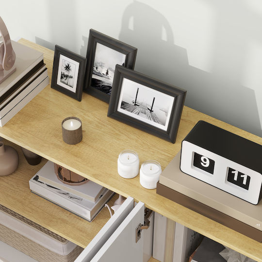 Homcom Moderner Sideboard-Schrank 2 Türen Soft-Close Verstellbare Regale 140x40x75cm Weiß Glänzend 83b-197v80wt