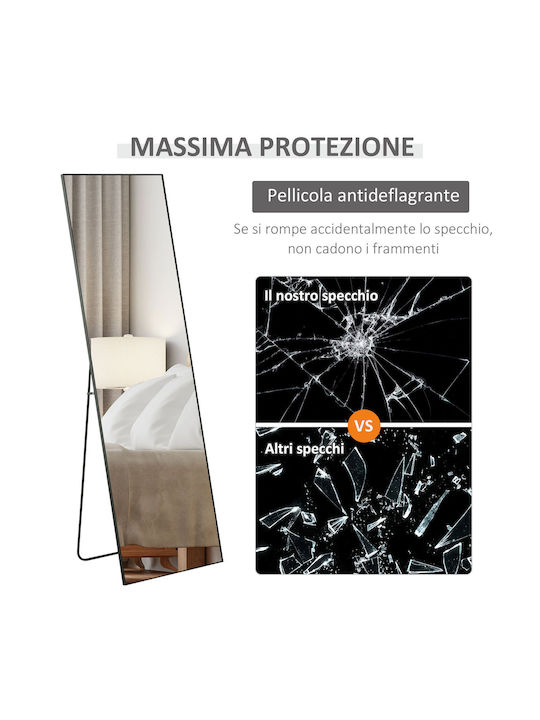 HomCom Καθρέπτης με Μαύρο Μεταλλικό Πλαίσιο 161.5x50cm