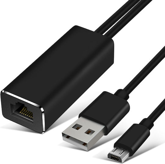 Micro Usb To Rj45 Universal Ethernet Adapter 100mbps Speed Black