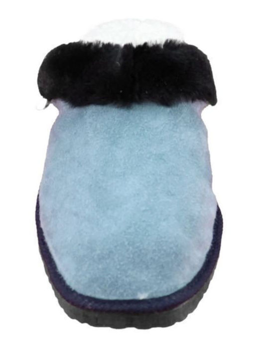 Anatomische Lederne Hausschuhe Blau