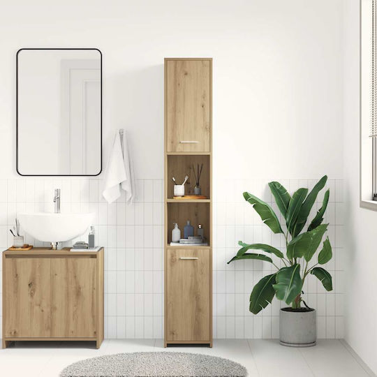 vidaXL Badezimmersäule Wandhängeschrank H30xB30xH183.5cm Eiche