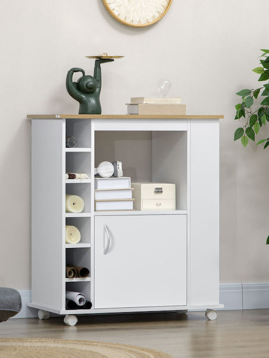 HomCom Ραφιέρα Κουζίνας Ξύλινη Λευκή 75x39.5x88cm