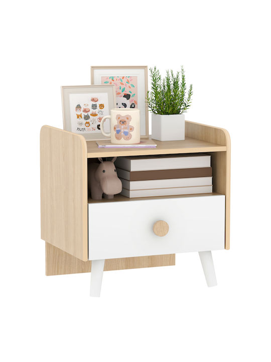 Wooden Kids Bedside Table White 40x32.5x40cm