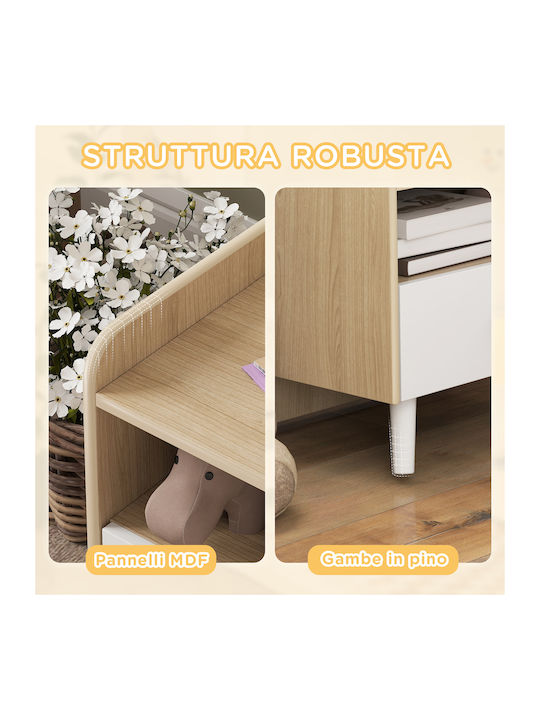 Wooden Kids Bedside Table White 40x32.5x40cm