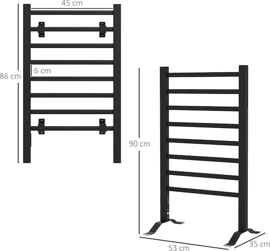 HomCom Ηλεκτρική Πετσετοκρεμάστρα 150W 90x53cm Μαύρη