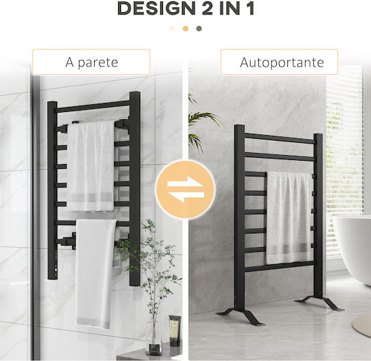 HomCom Ηλεκτρική Πετσετοκρεμάστρα 150W 90x53cm Μαύρη