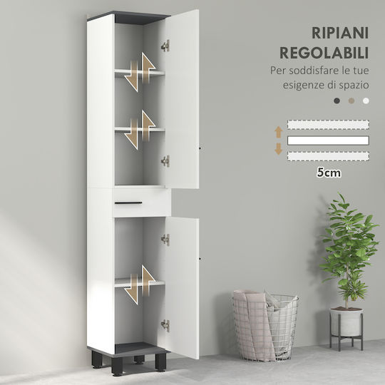HomCom Badezimmersäule Boden H34xB32xH190cm Weiß