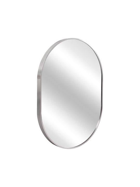 HomeMarkt Archer Wandspiegel Oval mit Silber Metallisch Rahmen 79x59cm 1Stück