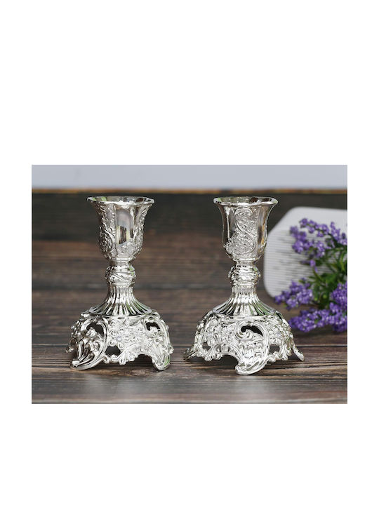 Set aus 2 silbernen Kerzenhaltern mit Deluxe-Gravurdesign
