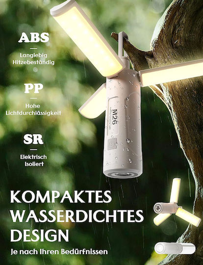 Led Laterne Wiederaufladbar für Camping mit Powerbank Weiß