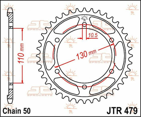 JT Sprockets Γρανάζι Πίσω για Yamaha YZF-R6 / YZF-R1