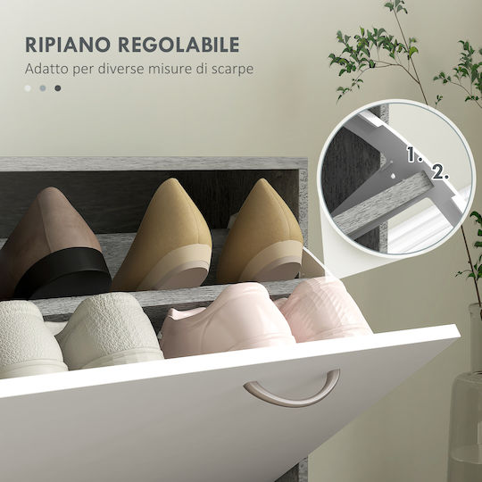 Entry Furniture with Mirror / Hanger & Shoe Rack Gray 90x10x102cm