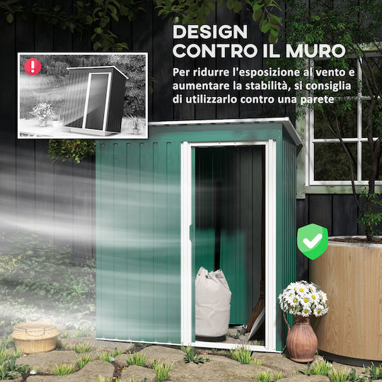 Depozit Metalic De Grădină Galvanizat Verde L1,63xLățime0,89xÎnălțime1,82m