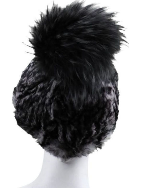 Pom Pom Beanie Unisex Σκούφος Πλεκτός σε Καφέ χρώμα