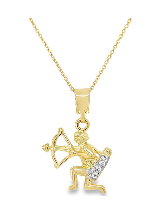 Xryseio Klemmanhänger Tierkreiszeichen Schütze aus 14K Gold mit Zirkon